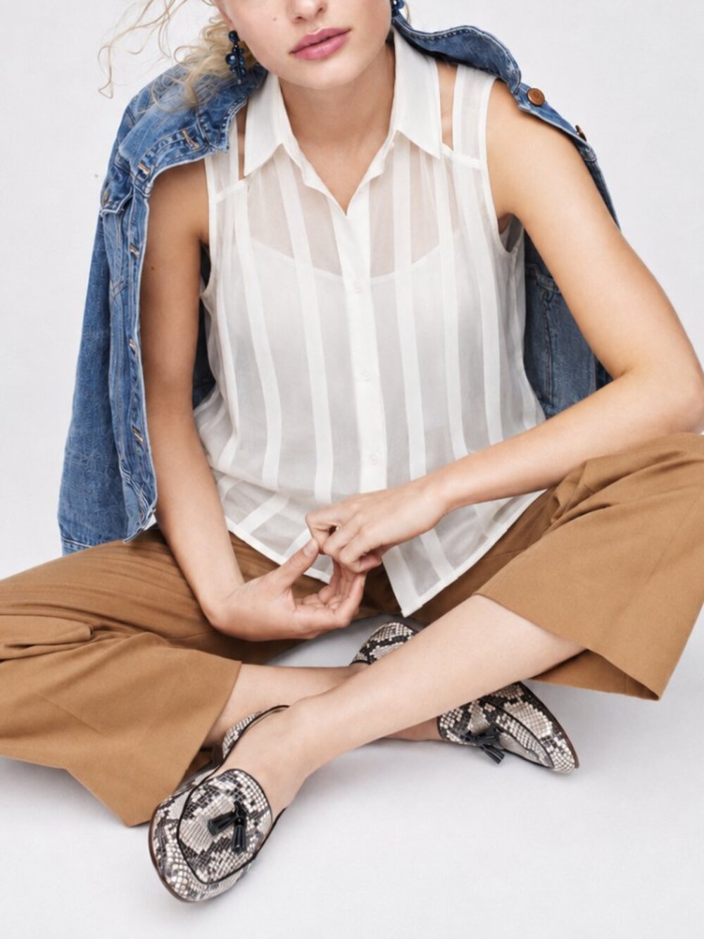 Silk Chiffon Pleated Halter Blouse w/ Camisole (3049)